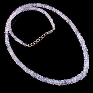 Regenbogen Mondstein Halskette facettiert 45 cm