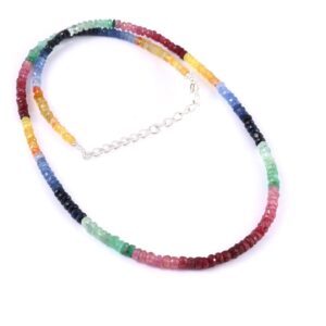 Saphir Multicolour Halskette facettiert 4.5mm