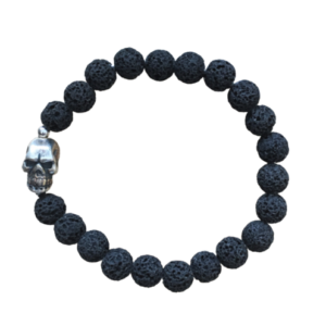 Lava Armband 10mm mit Totenkopf Silber 925 geschwärzt