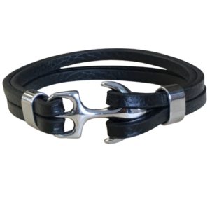 Leder-Armband Edelstahl Anker Herren 23cm