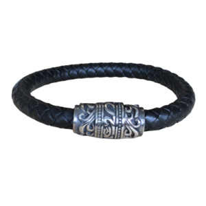 Leder-Armband Edelstahl Tube Herren 22cm