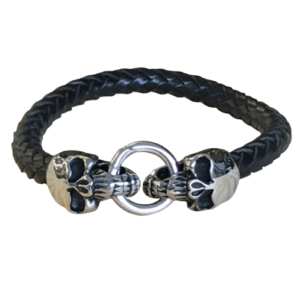 Leder-Armband Totenkopf Herren 23cm